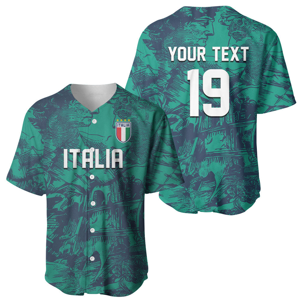 Custom Italy Football Baseball Jersey Gli Azzurri Renaissance Art Green Version