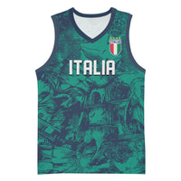 Custom Italy Football Basketball Jersey Gli Azzurri Renaissance Art Green Version