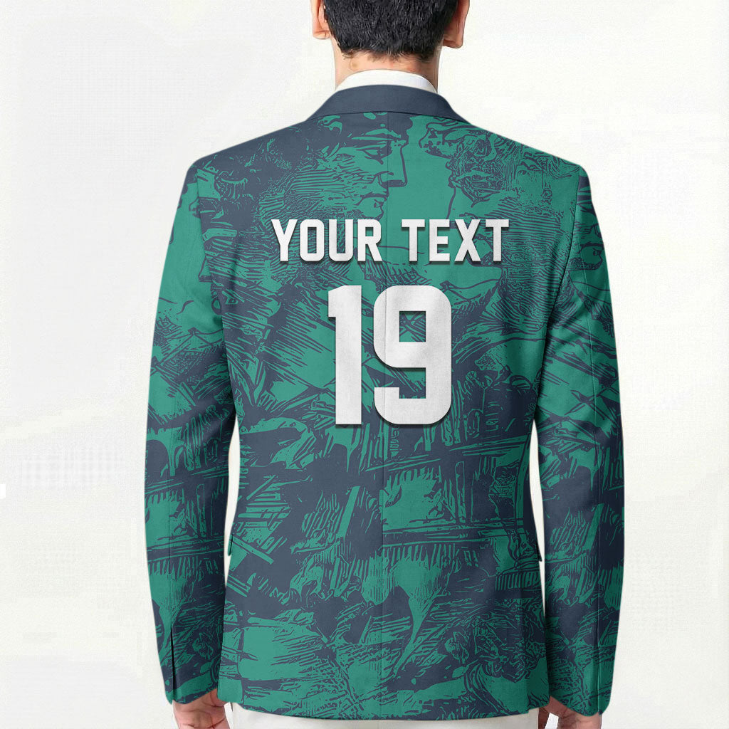 Custom Italy Football Blazer Gli Azzurri Renaissance Art Green Version