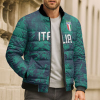 Custom Italy Football Bomber Puffer Jacket Gli Azzurri Renaissance Art Green Version