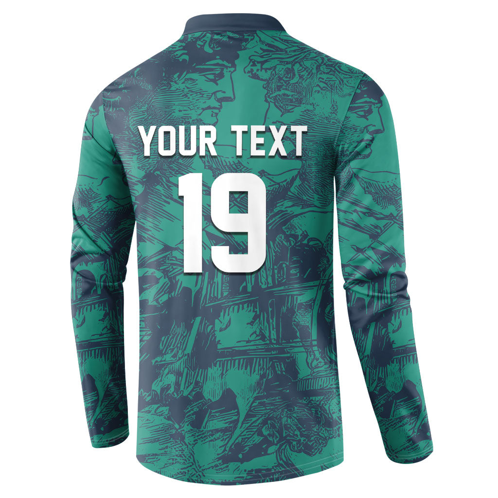 Custom Italy Football Button Sweatshirt Gli Azzurri Renaissance Art Green Version