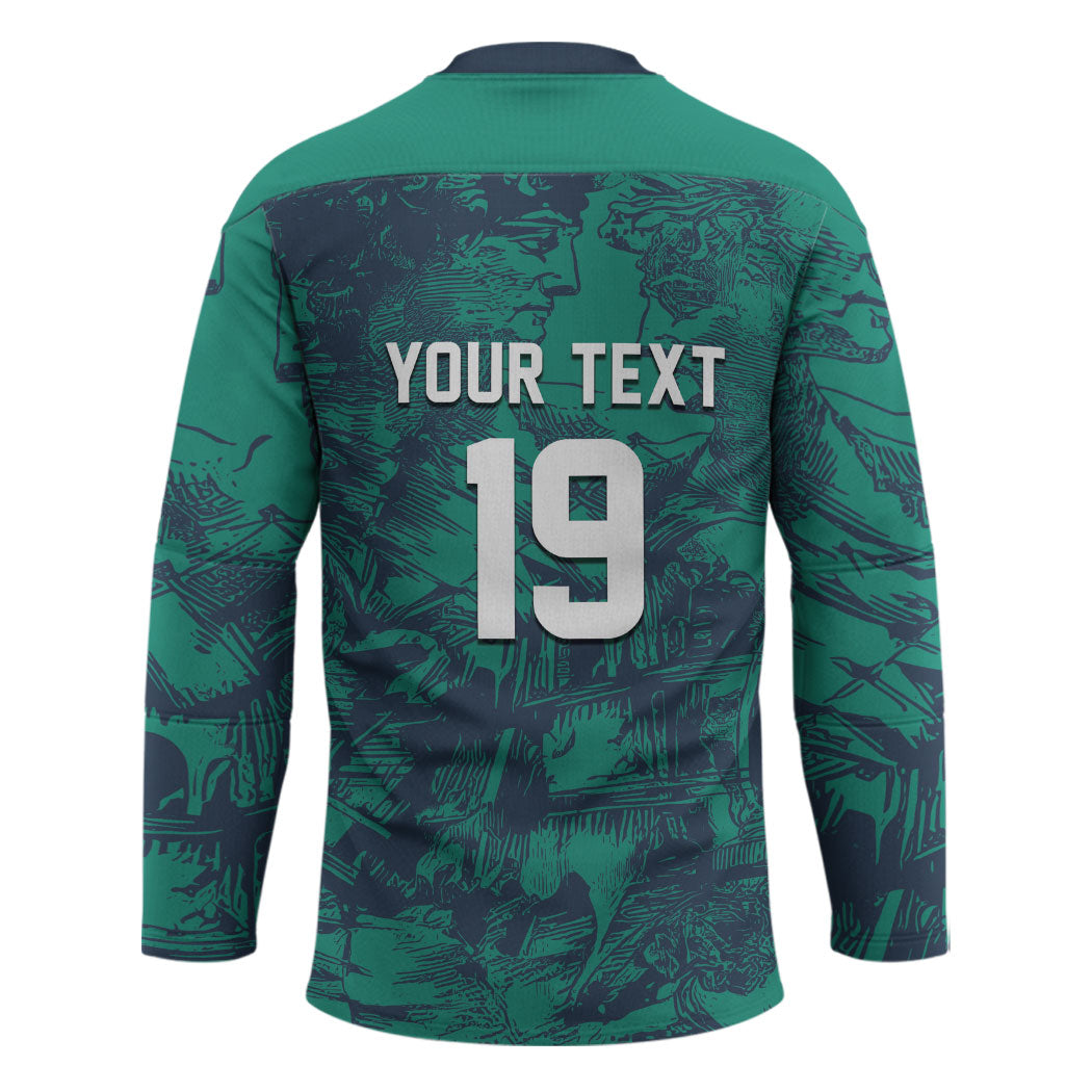 Custom Italy Football Hockey Jersey Gli Azzurri Renaissance Art Green Version