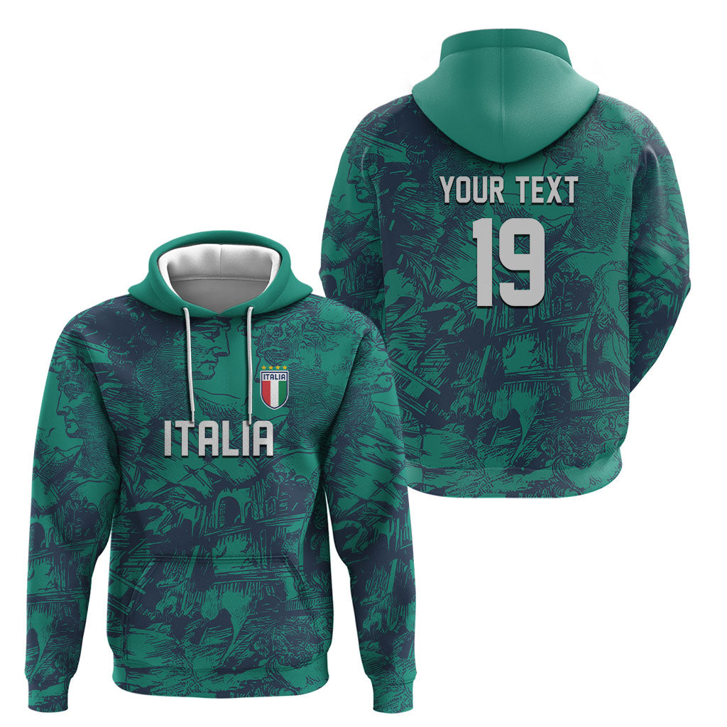 Custom Italy Football Hoodie Gli Azzurri Renaissance Art Green Version