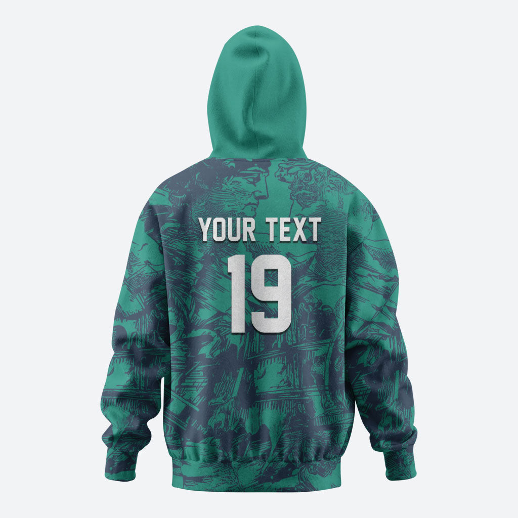 Custom Italy Football Hoodie Gli Azzurri Renaissance Art Green Version