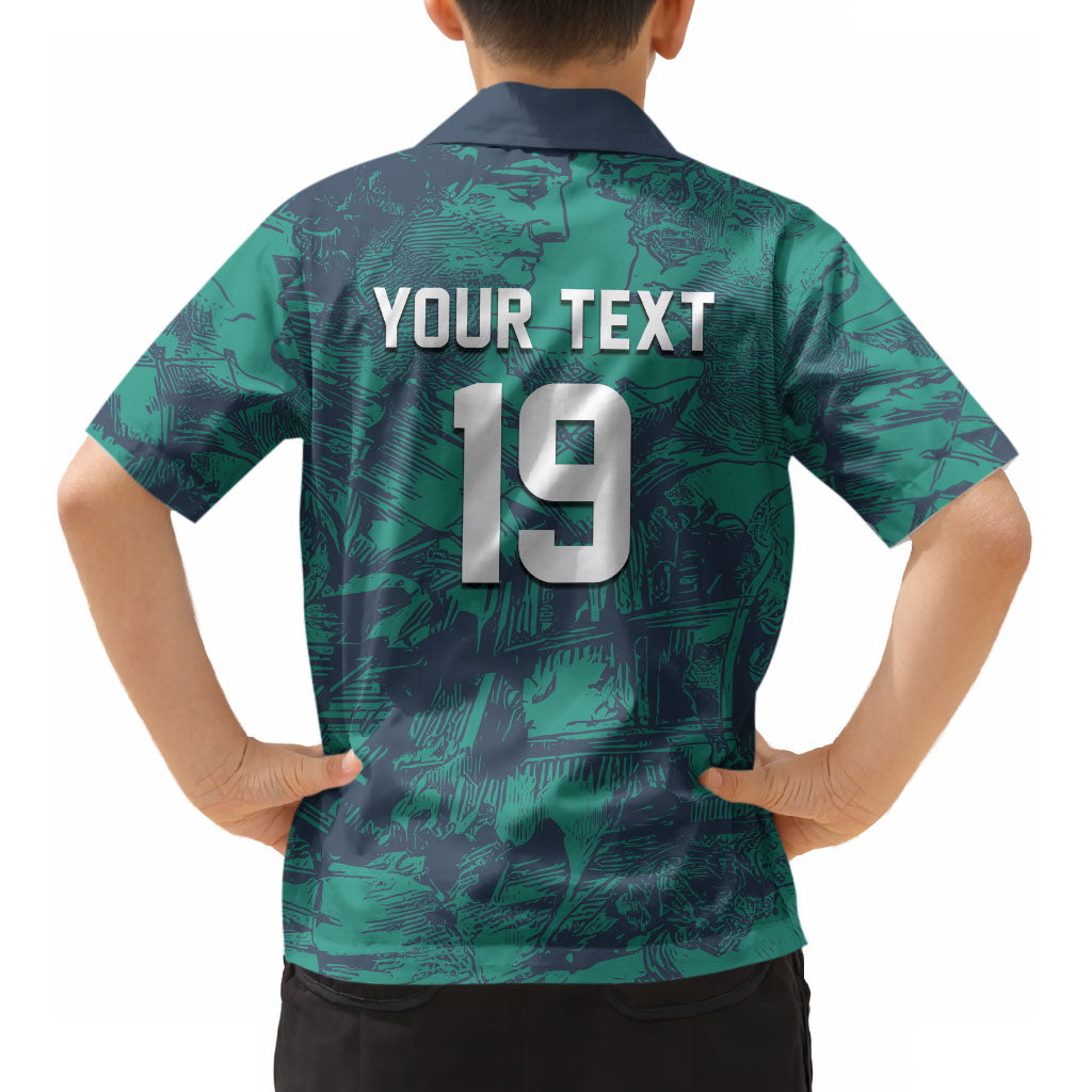 Custom Italy Football Kid Hawaiian Shirt Gli Azzurri Renaissance Art Green Version LT19