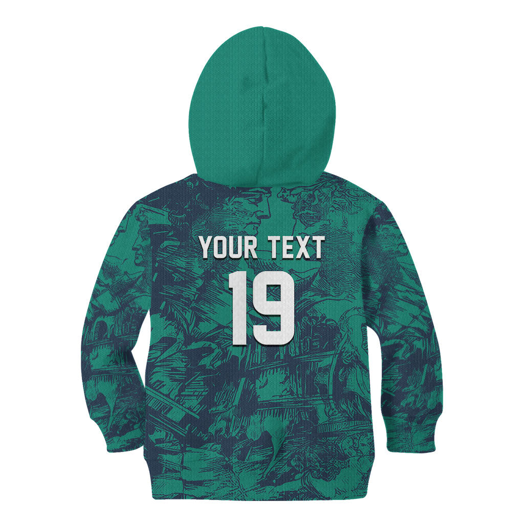 Custom Italy Football Kid Hoodie Gli Azzurri Renaissance Art Green Version