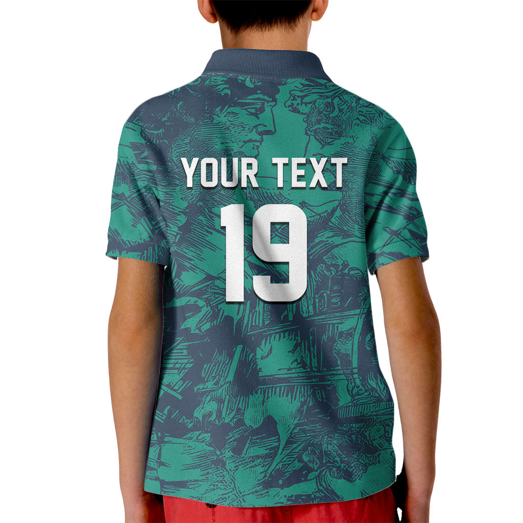Custom Italy Football Kid Polo Shirt Gli Azzurri Renaissance Art Green Version
