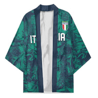 Custom Italy Football Kimono Gli Azzurri Renaissance Art Green Version