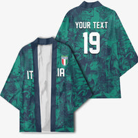 Custom Italy Football Kimono Gli Azzurri Renaissance Art Green Version