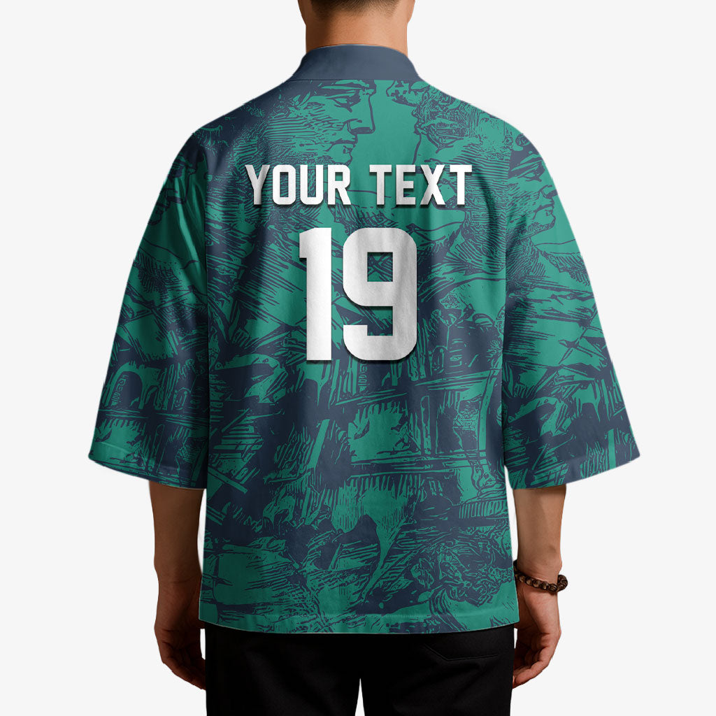 Custom Italy Football Kimono Gli Azzurri Renaissance Art Green Version