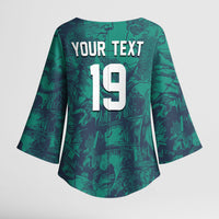 Custom Italy Football Kimono Sleeve Blouse Gli Azzurri Renaissance Art Green Version