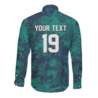 Custom Italy Football Long Sleeve Button Shirt Gli Azzurri Renaissance Art Green Version
