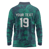 Custom Italy Football Long Sleeve Polo Shirt Gli Azzurri Renaissance Art Green Version