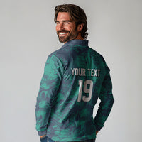 Custom Italy Football Long Sleeve Polo Shirt Gli Azzurri Renaissance Art Green Version