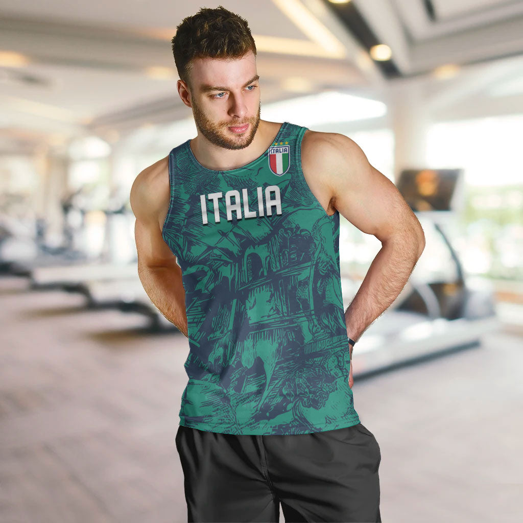 Custom Italy Football Men Tank Top Gli Azzurri Renaissance Art Green Version