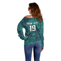 Custom Italy Football Off Shoulder Sweater Gli Azzurri Renaissance Art Green Version