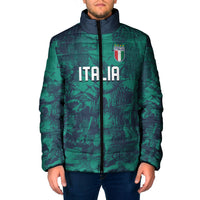 Custom Italy Football Padded Jacket Gli Azzurri Renaissance Art Green Version