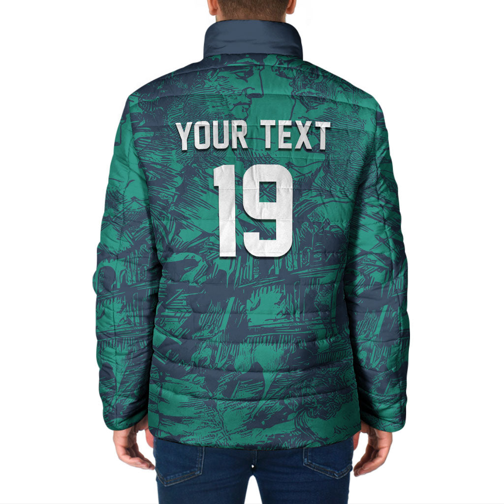 Custom Italy Football Padded Jacket Gli Azzurri Renaissance Art Green Version