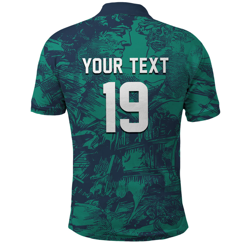 Custom Italy Football Polo Shirt Gli Azzurri Renaissance Art Green Version