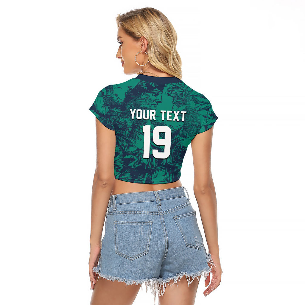 Custom Italy Football Raglan Cropped T Shirt Gli Azzurri Renaissance Art Green Version