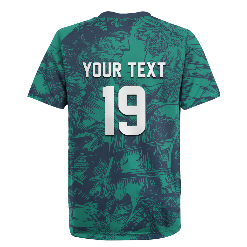 Custom Italy Football Rugby Jersey Gli Azzurri Renaissance Art Green Version