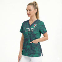Custom Italy Football Scrub Top Gli Azzurri Renaissance Art Green Version