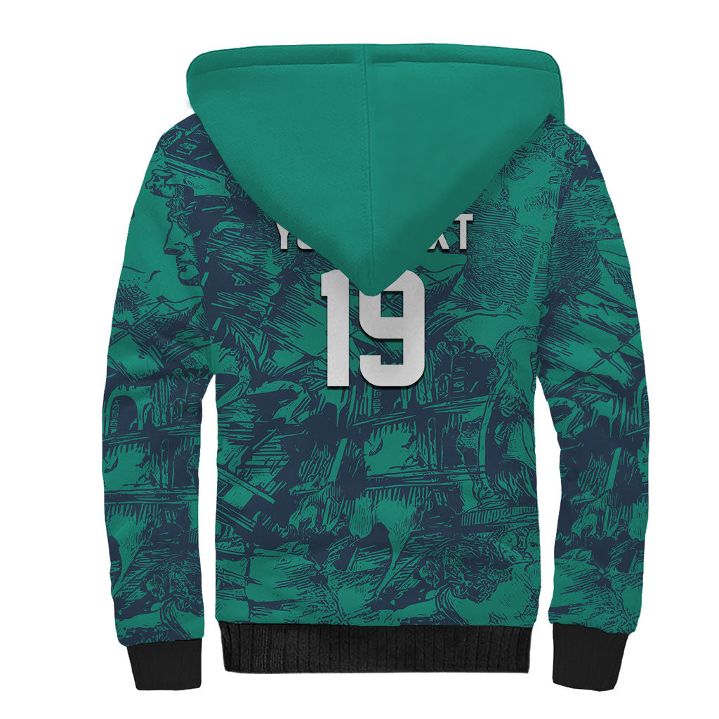 Custom Italy Football Sherpa Hoodie Gli Azzurri Renaissance Art Green Version