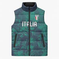 Custom Italy Football Sleeveless Puffer Jacket Gli Azzurri Renaissance Art Green Version