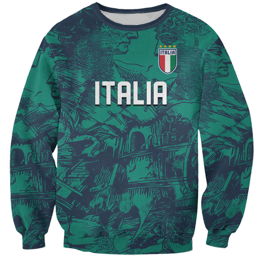 Custom Italy Football Sweatshirt Gli Azzurri Renaissance Art Green Version