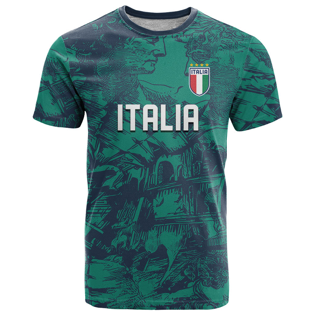 Custom Italy Football T Shirt Gli Azzurri Renaissance Art Green Version