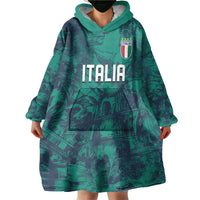 Custom Italy Football Wearable Blanket Hoodie Gli Azzurri Renaissance Art Green Version