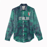Custom Italy Football Women Casual Shirt Gli Azzurri Renaissance Art Green Version