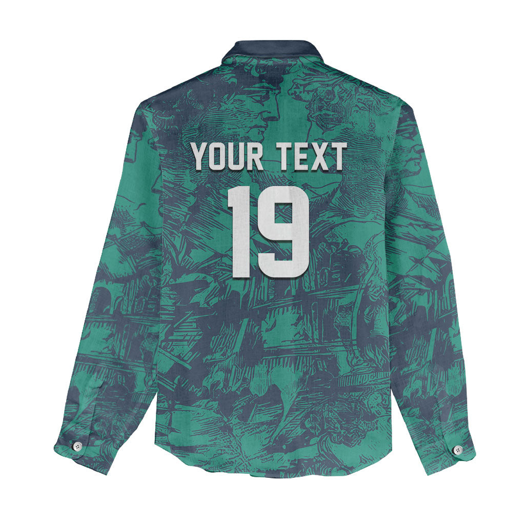 Custom Italy Football Women Casual Shirt Gli Azzurri Renaissance Art Green Version