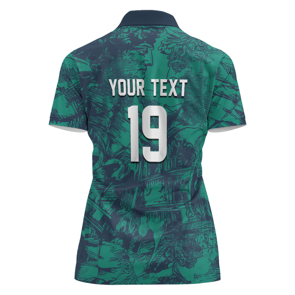 Custom Italy Football Women Polo Shirt Gli Azzurri Renaissance Art Green Version
