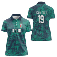Custom Italy Football Women Polo Shirt Gli Azzurri Renaissance Art Green Version