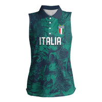 Custom Italy Football Women Sleeveless Polo Shirt Gli Azzurri Renaissance Art Green Version