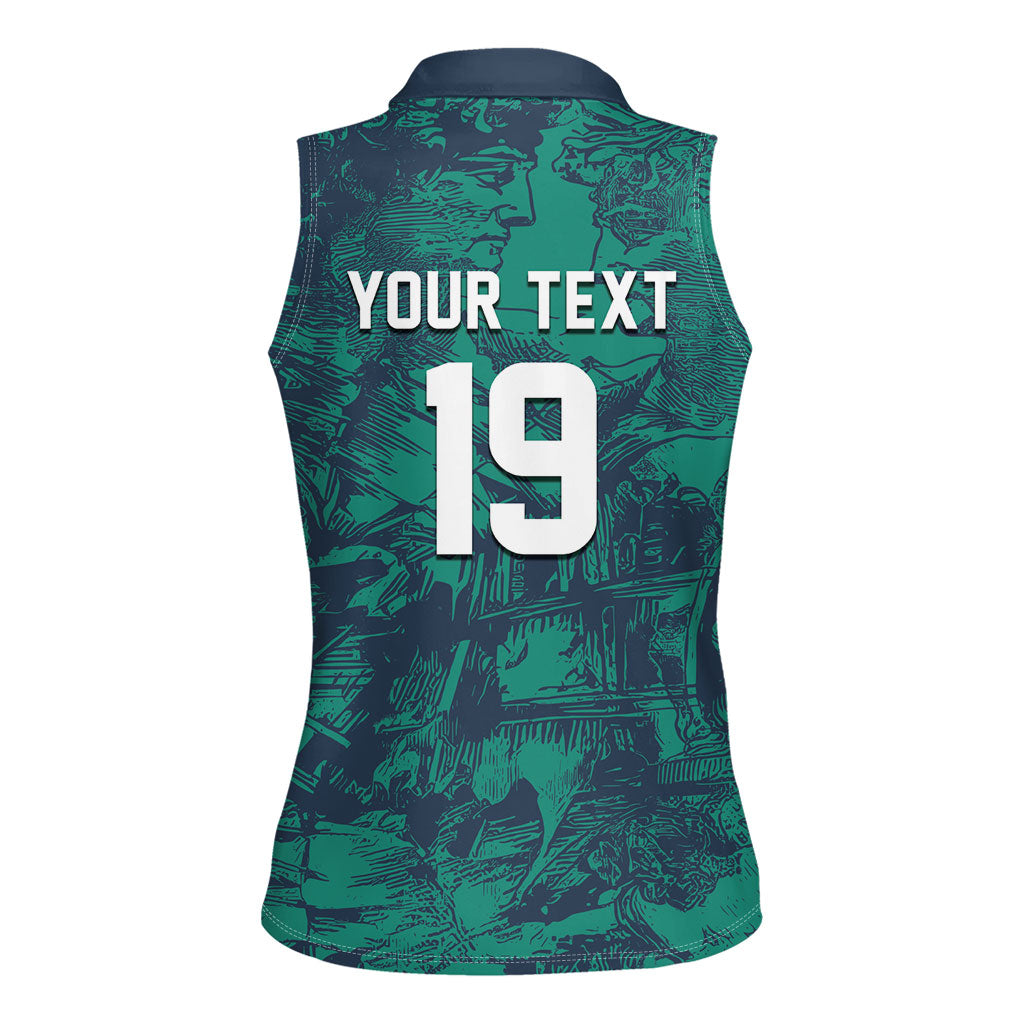 Custom Italy Football Women Sleeveless Polo Shirt Gli Azzurri Renaissance Art Green Version