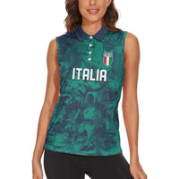 Custom Italy Football Women Sleeveless Polo Shirt Gli Azzurri Renaissance Art Green Version