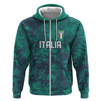 Custom Italy Football Zip Hoodie Gli Azzurri Renaissance Art Green Version