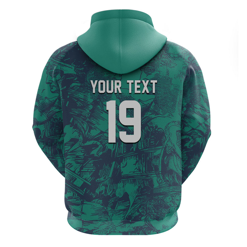 Custom Italy Football Zip Hoodie Gli Azzurri Renaissance Art Green Version