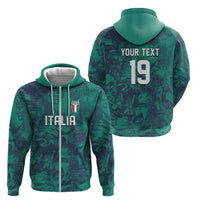 Custom Italy Football Zip Hoodie Gli Azzurri Renaissance Art Green Version