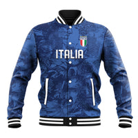 Custom Italy Football Baseball Jacket Gli Azzurri Renaissance Art Blue Version