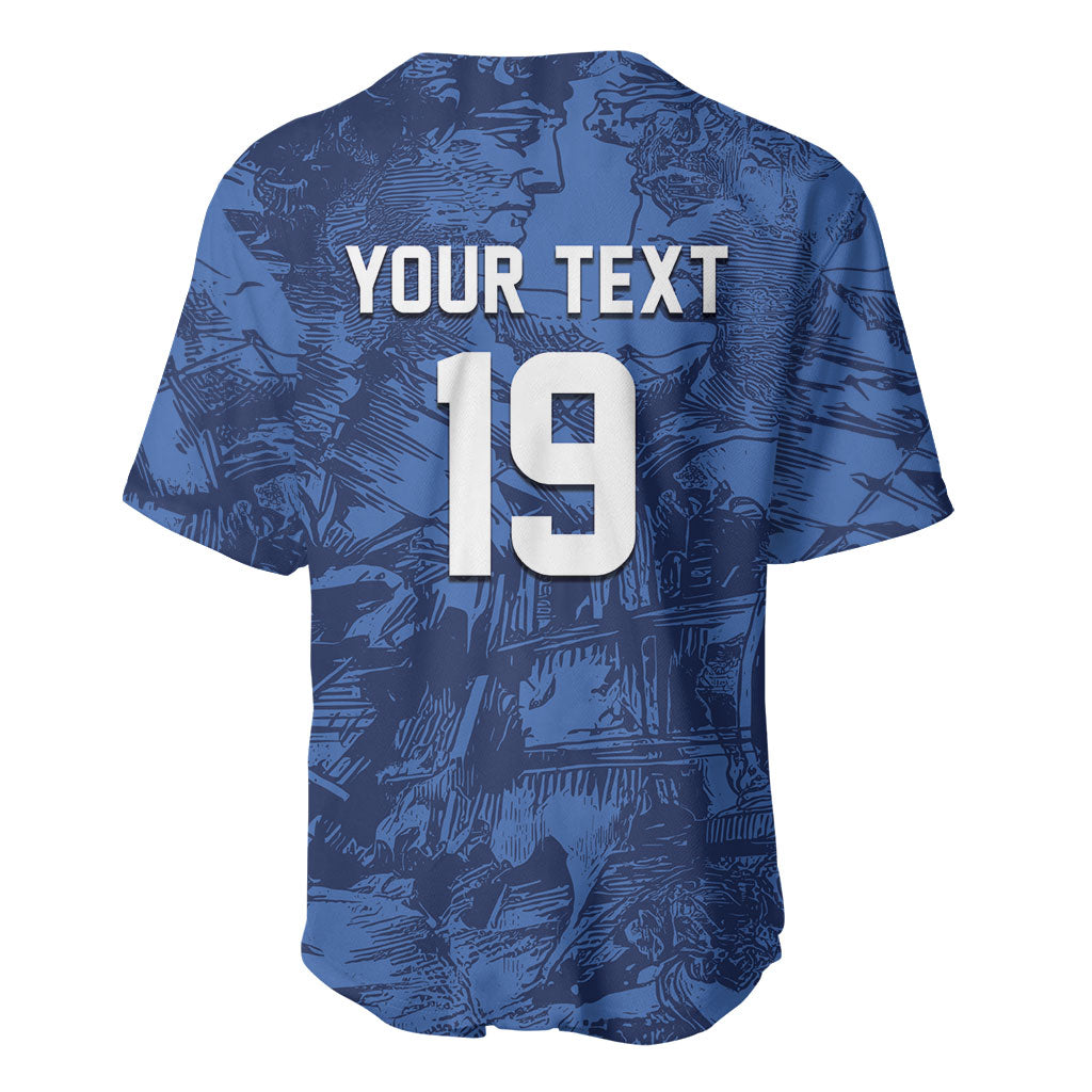 Custom Italy Football Baseball Jersey Gli Azzurri Renaissance Art Blue Version