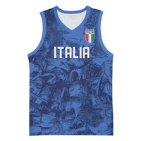 Custom Italy Football Basketball Jersey Gli Azzurri Renaissance Art Blue Version