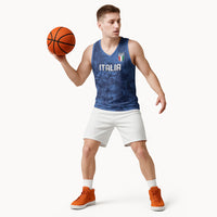 Custom Italy Football Basketball Jersey Gli Azzurri Renaissance Art Blue Version