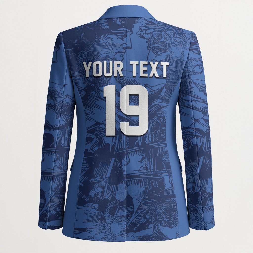Custom Italy Football Blazer Gli Azzurri Renaissance Art Blue Version