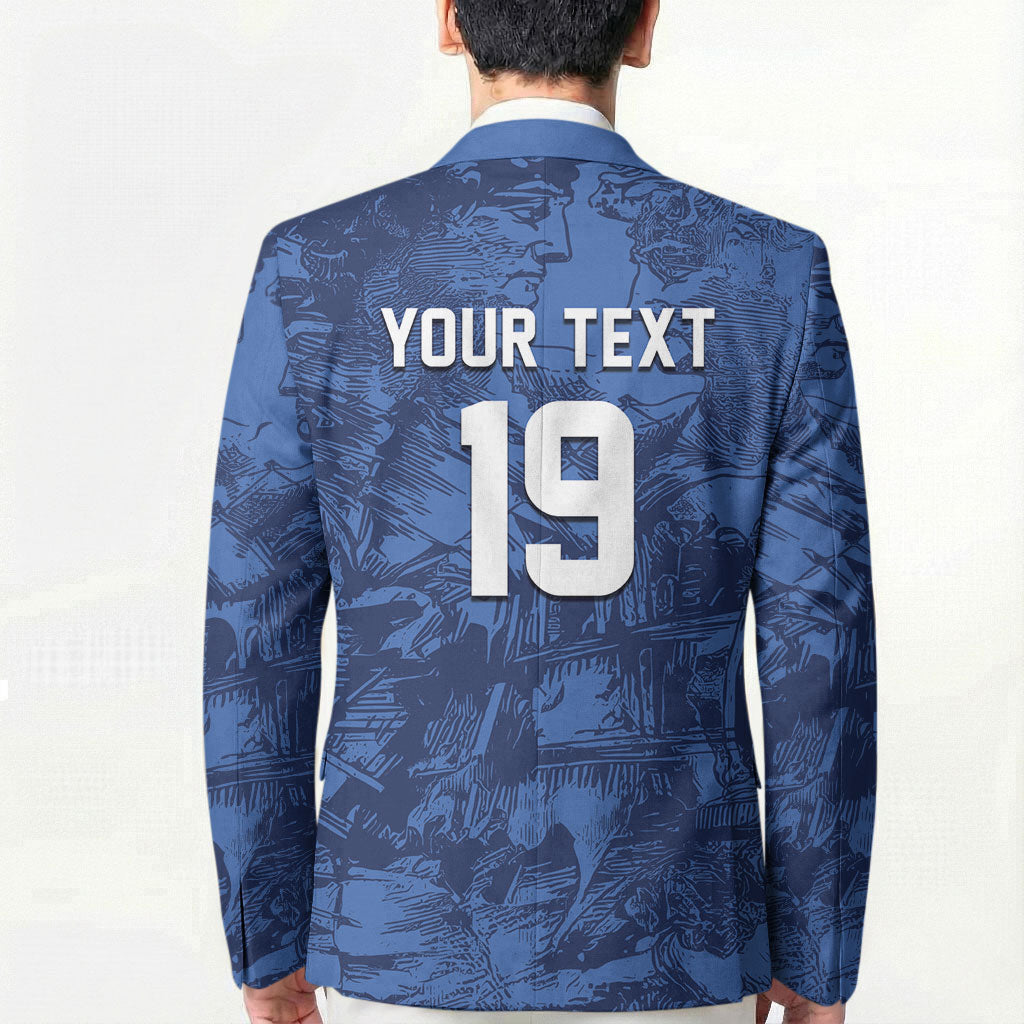 Custom Italy Football Blazer Gli Azzurri Renaissance Art Blue Version