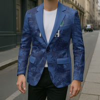 Custom Italy Football Blazer Gli Azzurri Renaissance Art Blue Version