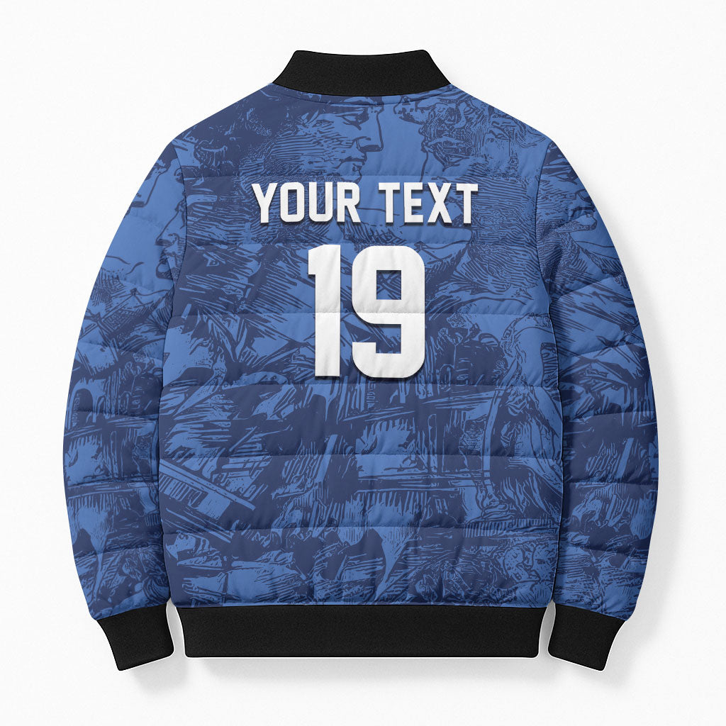 Custom Italy Football Bomber Puffer Jacket Gli Azzurri Renaissance Art Blue Version