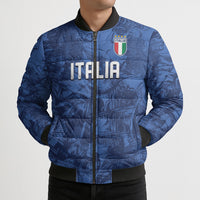 Custom Italy Football Bomber Puffer Jacket Gli Azzurri Renaissance Art Blue Version